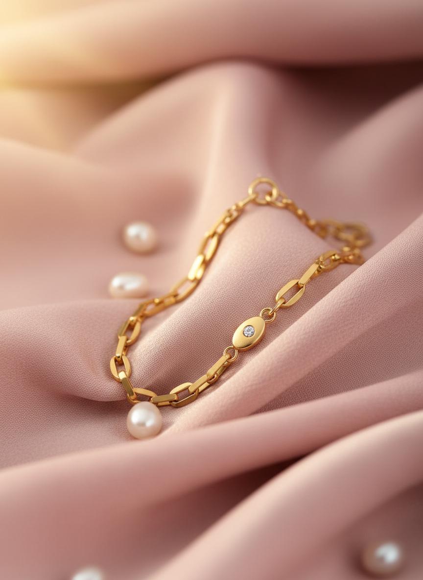 Gold Chain Pearl Bracelet