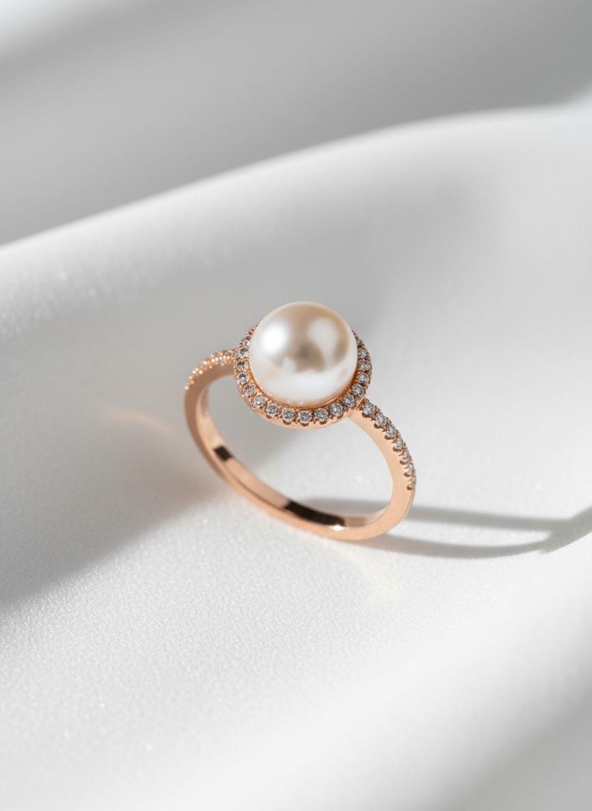 Rose Gold Pearl Ring